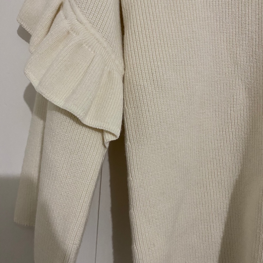 Tory Burch Ashley Ribbed Ruffle-Sleeve Sweater M - Picture 5 of 7